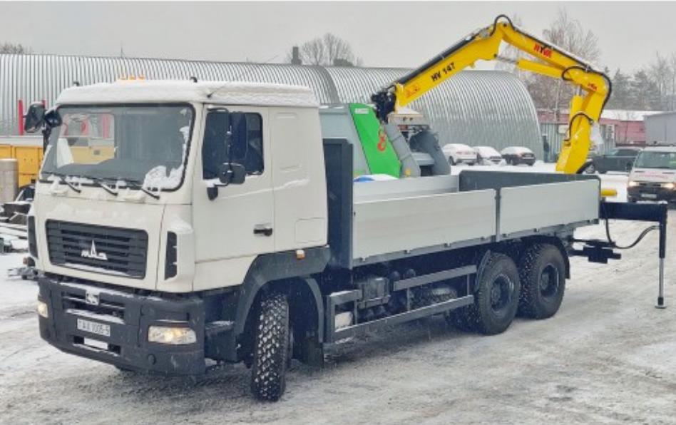 Бортовой автомобиль на шасси МАЗ 6312 с КМУ HYVA HV147