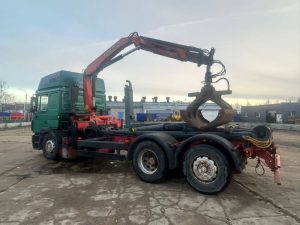 Крюковой погрузчик man с установкой hiab и манипулятором palfinger pk 12000